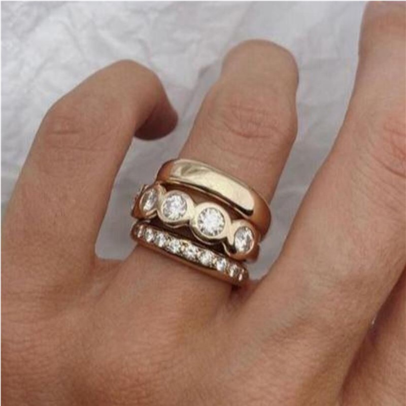 Gymnastic Ring - ORZTOON cincin indah tiga buah Zircon