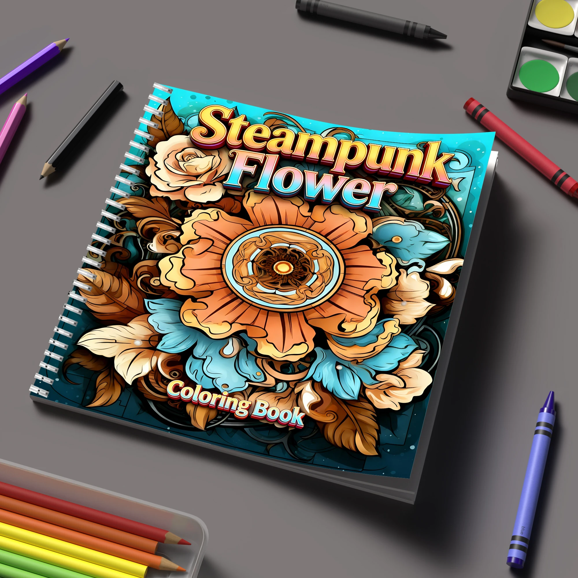 Chalk Bag - Buku Mewarnai Bunga Steampunk untuk Buku