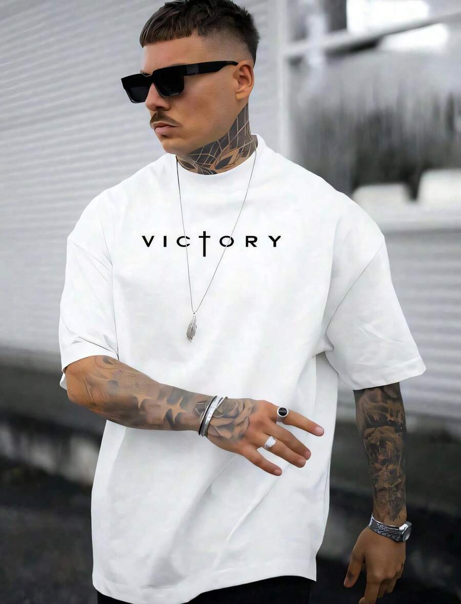 1pc Kaos Pria Hitam dengan Cet - Crossfit Victory ulasan dan harga